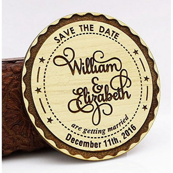 Custom Engraved Wooden Magnet Personalized Gift 10 Rustic Wedding Save the Date Wooden Magnet