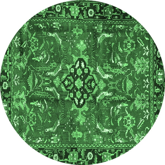 Ahgly Company Indoor Round Persian Emerald Green Traditional Area Rugs, 8' Round