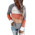 thumbnail image 1 of Womens Striped Color Block Hoodies Fashion V Neck Knit Sweater Pullovers, 1 of 5