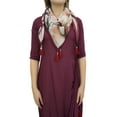 thumbnail image 2 of Bimba Women's Long Dress With Printed Tassel Scarf Plum Cowl Drape Maxi Wear-8, 2 of 5