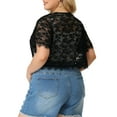thumbnail image 3 of DARING DIVA Plus Size Sheer Shrug Floral Lace Shrugs Tops 4X Black, 3 of 7