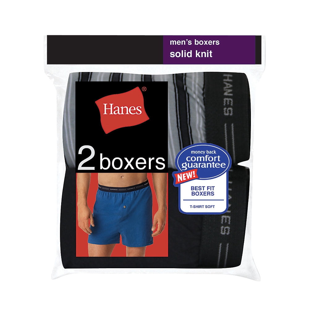 Hanes - Red Label Mens 2-Pack Exposed Waistband Knit Boxers - Walmart ...