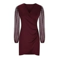 thumbnail image 3 of Ashirexll Midi Dresses for Women, Womens Winter Dresses, Fall Fashion Solid Long Sleeve V-Neck Tight Party Club Mini Dress, 3 of 7