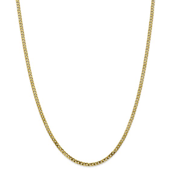 10K Yellow Gold chain Curb Flat 16 in 2.4 mm 2.4mm Beveled