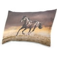 thumbnail image 2 of Horse Running Alone Velvet Oblong Lumbar Plush Throw Pillow Cover/Shams Cushion Case - 20x26in - Decorative Invisible Zipper Design for Couch Sofa Pillowcase Only, 2 of 7