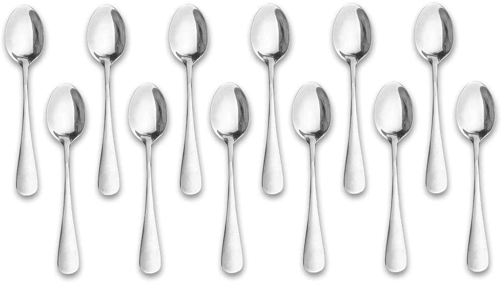 Coffee Spoon Buyer Star 12 Pieces Silver Stainless Steel Mini Spoon for Sugar Desserts Espresso Demitasse Ice Cream 