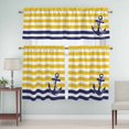 thumbnail image 5 of Anchor Striped Curtain Valances Set Ocean Sage Yellow and Blue Striped Decor Kitchen Curtains 24&nbsp;inch Length Rod Pocket Valance and Tiers 3 Piece Set Small Bedroom Bathroom Laundry Decor, 5 of 9