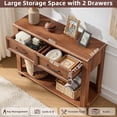 thumbnail image 4 of Joaxswe Farmhouse Console Table with 2 Storage Drawer and Open Storage Shelf, Rustic Entryway Table for Home, Brown, 4 of 8