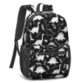 thumbnail image 2 of Black White Dinosaur Skeletons Bold 17" Waterproof Oxford School Backpacks for Teens, S-Shape Padded Straps, for School, Travel, Hiking, Camping, 2 of 5