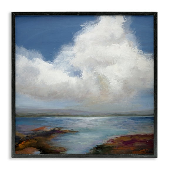 Stupell Industries Clouds over Sea Painting Landscape & Nature Painting Black Framed Art Print Wall Art, 12 x 12