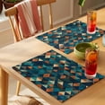 thumbnail image 4 of Teal Orange Abstract Art Placemats Set of 12 Geometric Modern Art Place Mats Indoor Wipeable Table Mats Washable Cloth Dining Table Placemats for Kitchen Holiday Party Home Decor 13x19 Inch, 4 of 9