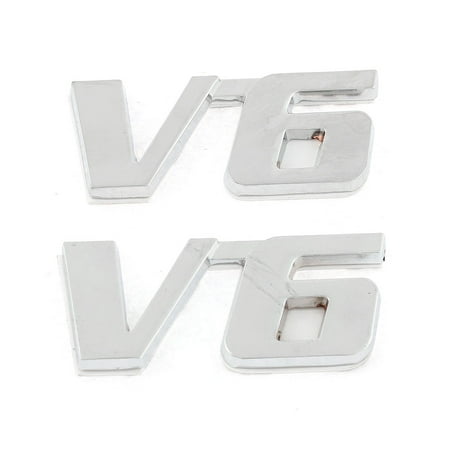 Front Bumper Emblem - Polish Chrome V6 Fender Bumper Sticker Metal Emblem Decal Symbol Trim Badge 2Pcs