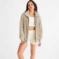 thumbnail image 4 of Womens Winter Long Sleeve Button Sherpa Jacket Coat Pockets Warm Fleece, 4 of 5