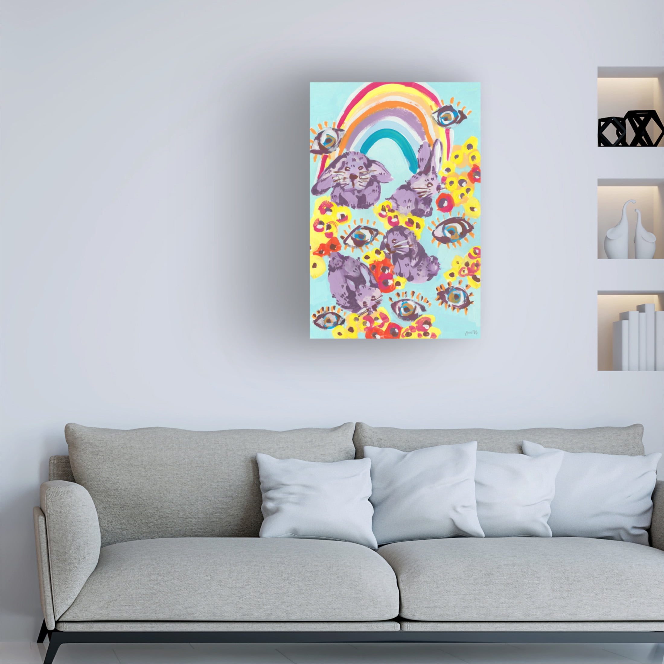 Trademark Fine Art Ania Zwara Violet Bunnies Having Fun Canvas Wall Art