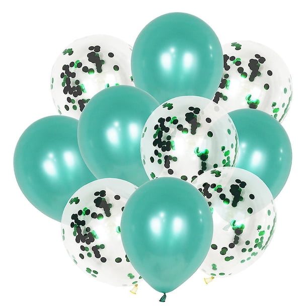 10 piezas de globo de confeti verde + globos de látex transparentes de helio con confeti de purpurina verde de 30 cm para niños, niñas, mujeres, cumpleaños, bodas, baby shower, bautismo