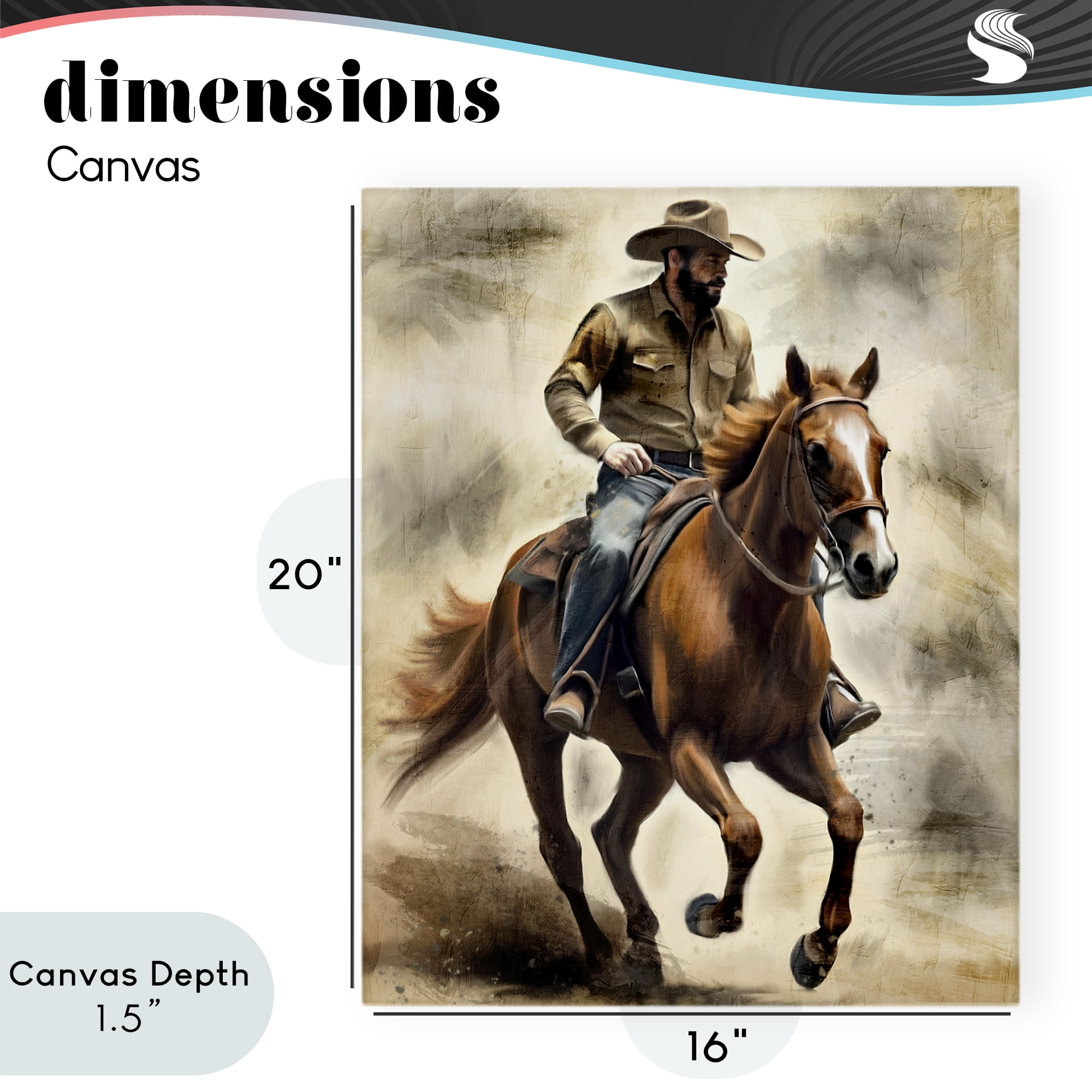 Stupell Industries Gallop Horse & Cowboy Canvas Wall Art, design by Kim Allen