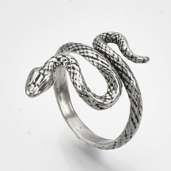 1pc Alloy Cuff Finger Rings Snake Antique Silver Size 8 18mm