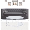 thumbnail image 2 of 34" Chrome Glass And Metal Round Mirrored Coffee Table, 2 of 3