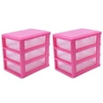 thumbnail image 1 of 2X Mini Caja de Almacenamiento de Plástico Tipo Cajón Translúcido (Rosa Rojo 3 ), 1 of 8