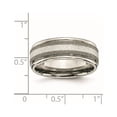 thumbnail image 6 of Chisel Titanium Polished with Sterling Silver Inlay Stone Finish Center Grooved Band, 6 of 7