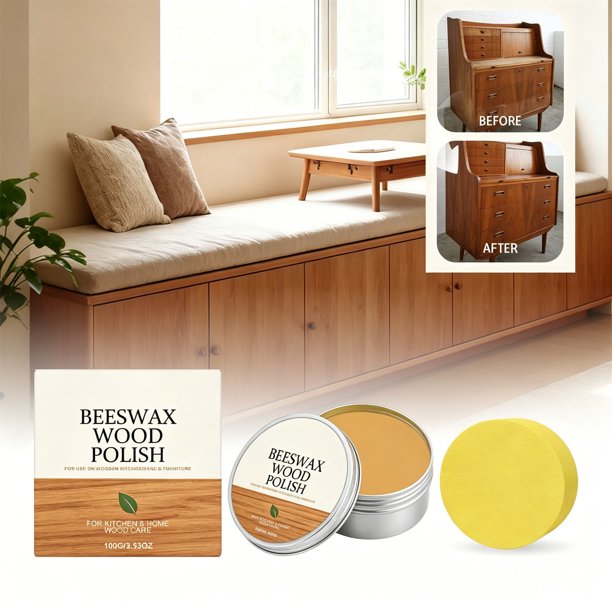 Abrillantador de Madera de Cera de Abeja para Muebles: Restaura El Brillo Natural, Limpia y Protege Las Superficies de Madera.