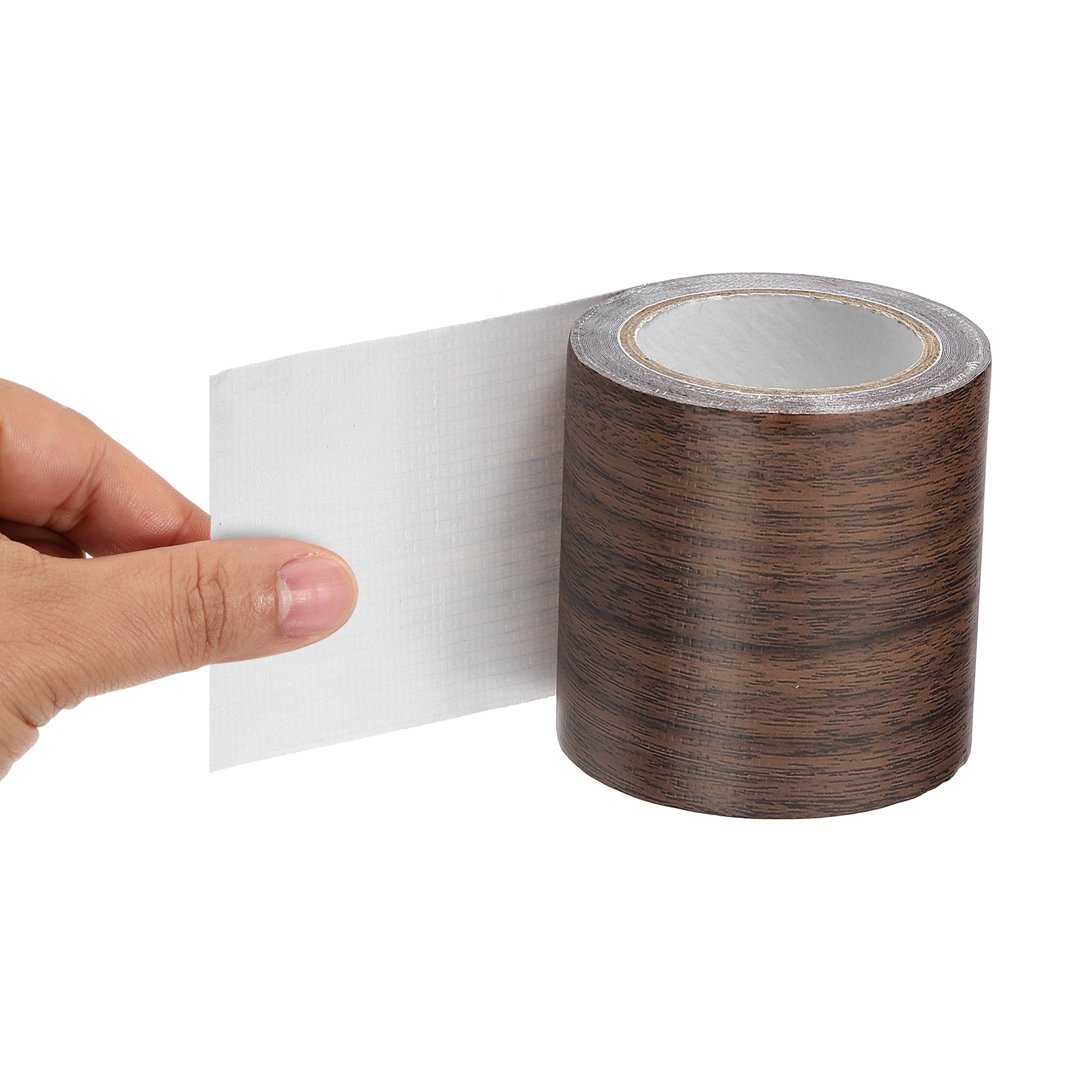 Uxcell Wood Grain Repair Tape 2.2" x 14.99' Self Adhesive Realistic Textured Repair Tape Patch with Scraper Dark Brown Oak