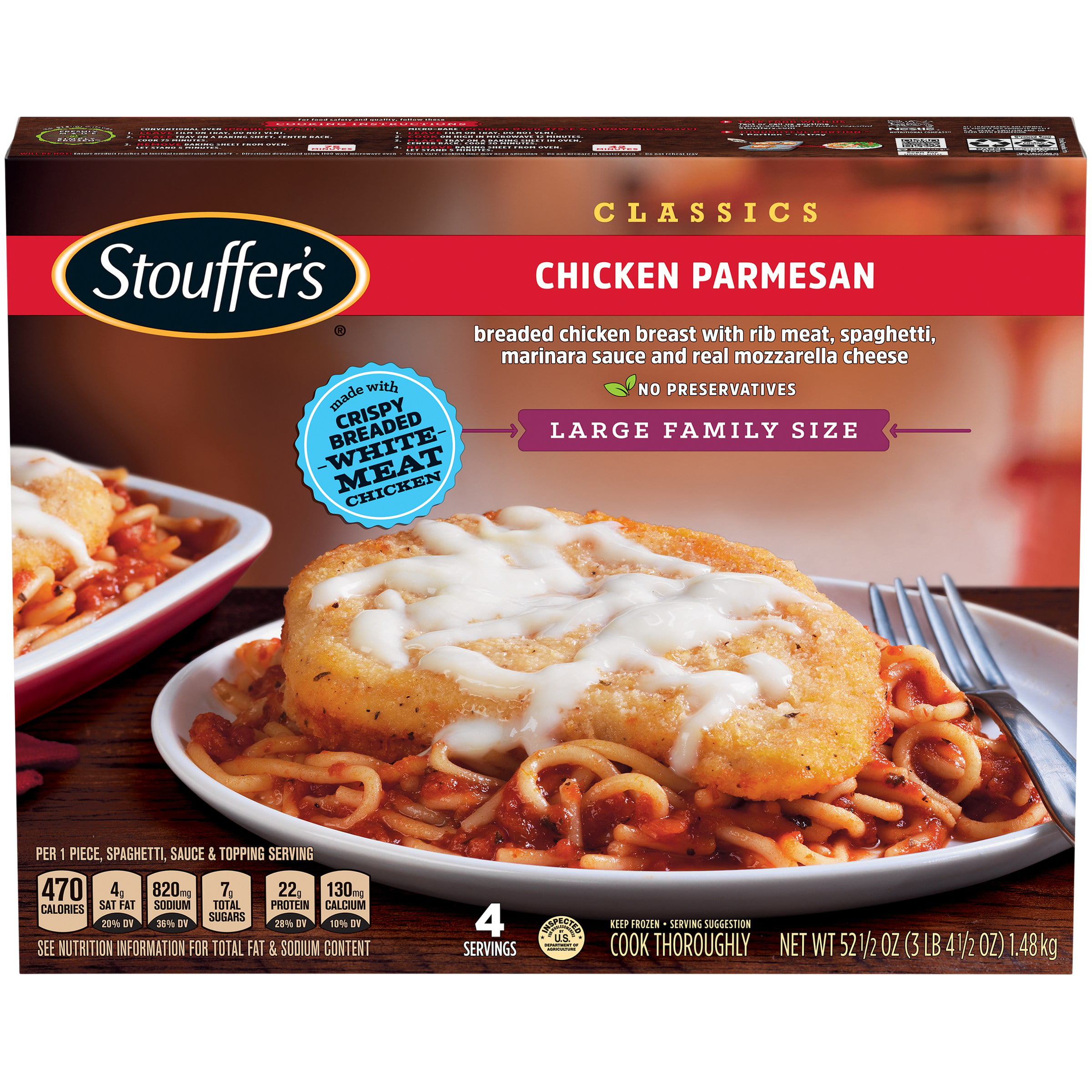 Stouffers CLASSICS Chicken Parmesan Large Family Size Frozen Meal 52 1/