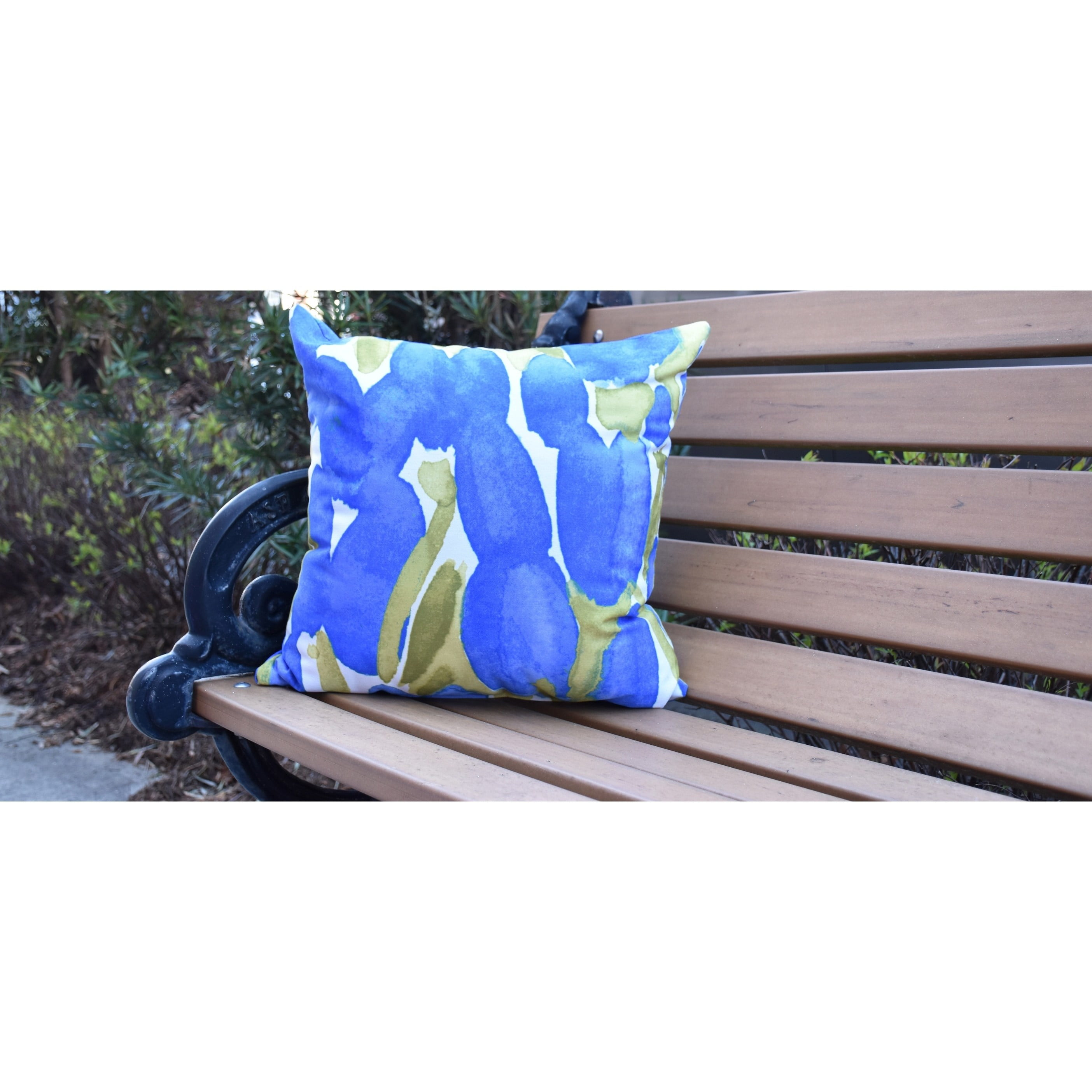 Simply Daisy, 18" x 18" Sunset Tulip Blue Floral DecorativeOutdoor Pillow