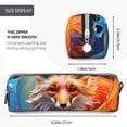 thumbnail image 3 of Haiem Color Splash Fox Portrait Print Leather Pencil Case Art Supplies Case Zipper Pencil Pouch Stationery Storage Pencil Bag, 3 of 7
