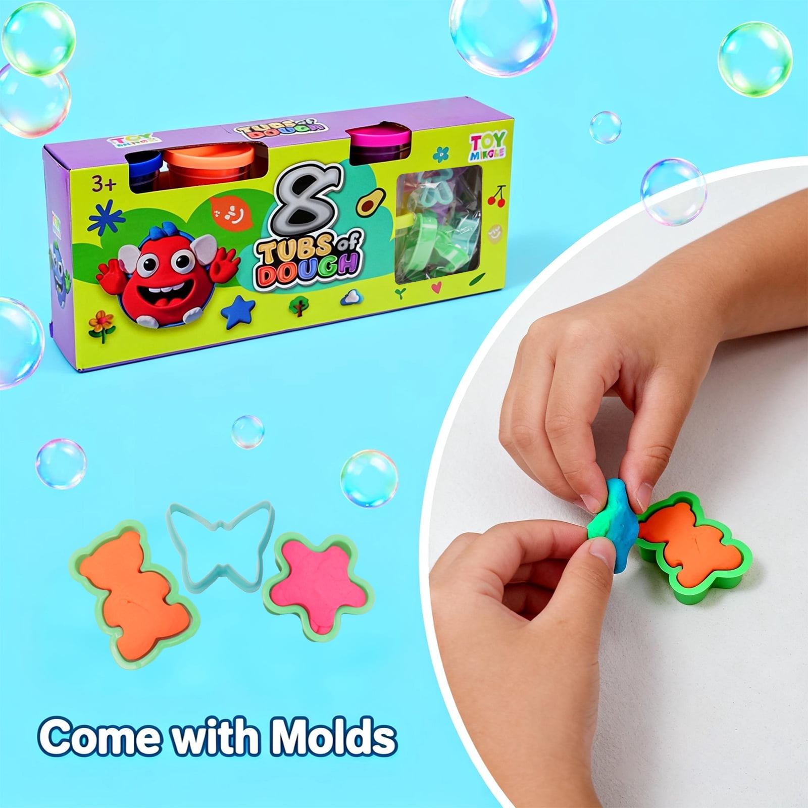 8-Color Premium Modeling Dough Set with Molds & Tools - 1077g Large Capacity Creative Play Kit for Kids - Non-Toxic Art & Craft Supplies