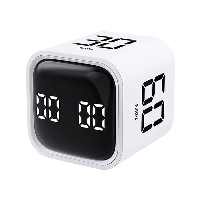 Graflsoa F4 Gravity Timer with LED Display, 5/10/30/60 Min Flip Countdown, Vibration & Dual Volume Alerts, Manual Mode, Rechargeable Battery, ABS Material, Black/White