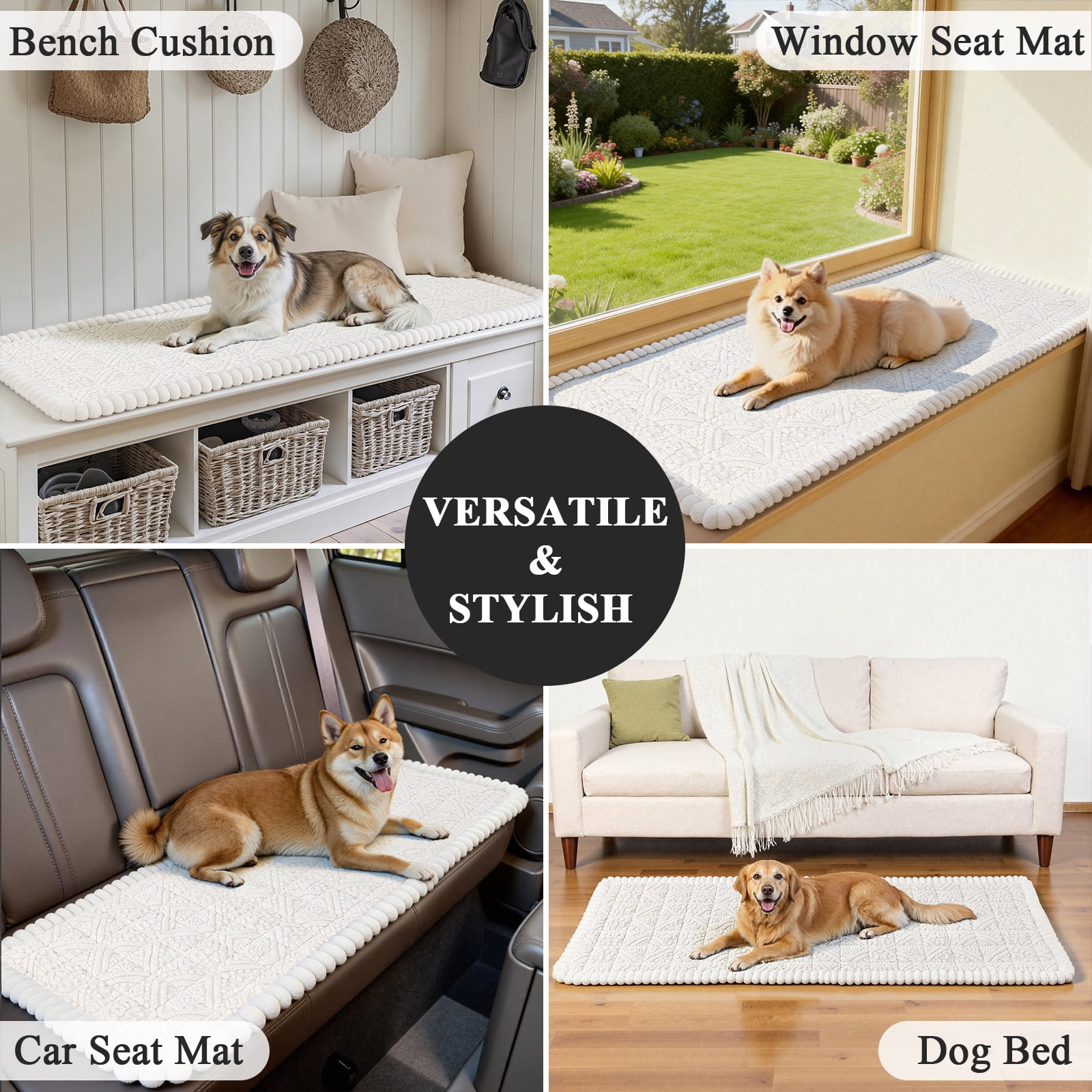 Vaukki 27.6"×59" Geometric Jacquard Sofa Slipcover,Non-Slip Washable Pet Friendly Couch Cover Furniture Cushion Protector for Dogs Cats,Beige