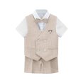 thumbnail image 5 of Baby Boys Gentleman Sets 4 Piece Outfits Vest + Pants + Tie + Shoulder Strap Summer Clothing Sets Khaki 5-6 Years, 5 of 6