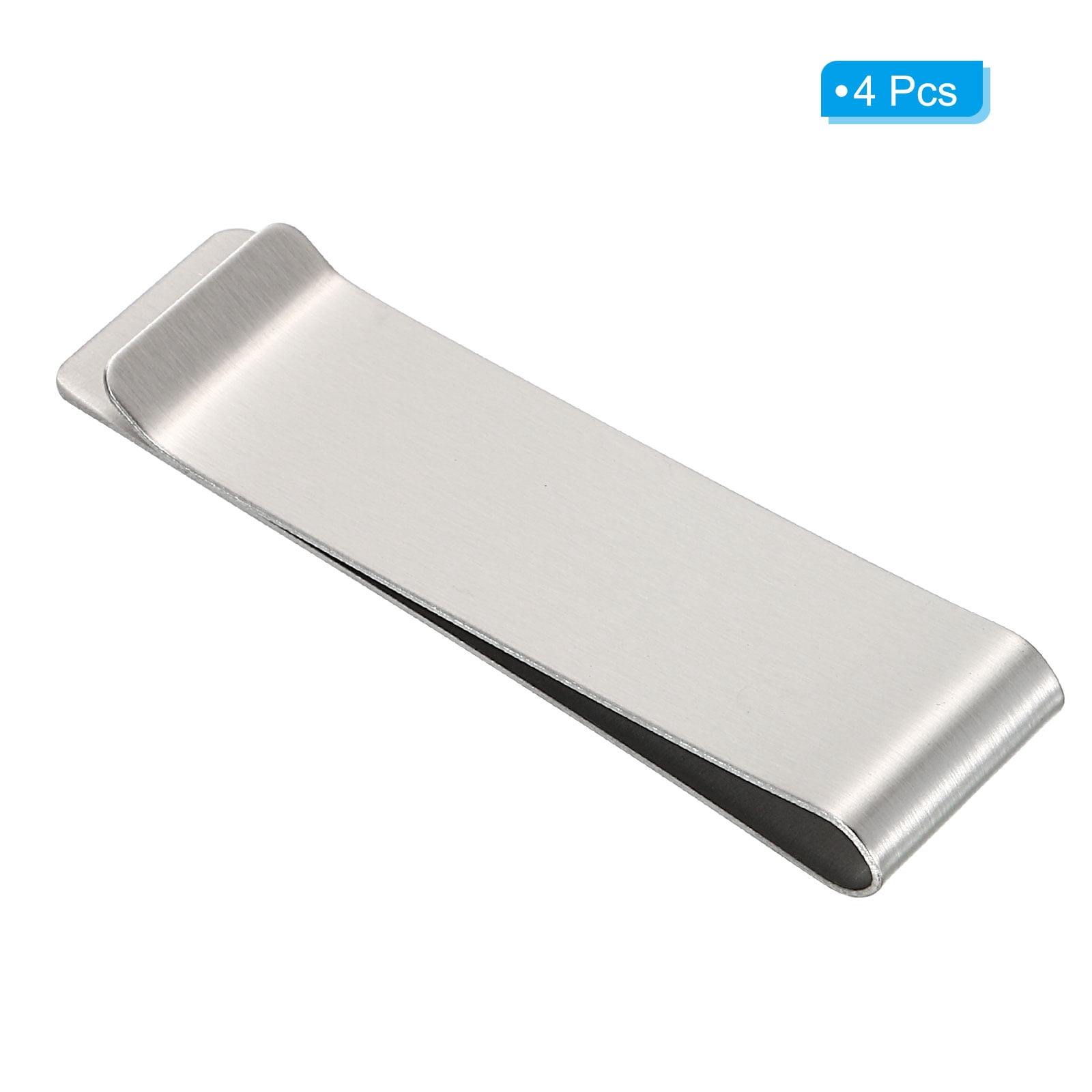 Unique Bargains Pen Loop for Notebook, 4 Pack Slim Stainless Steel Clip, Silver