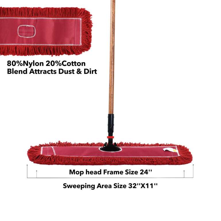24 in Wood Handle Blended Dust Flat Mop