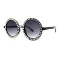 thumbnail image 2 of Womens Full Rhinestone Wizard Round Circle Lens Plastic Sunglasses Black Clear Smoke, 2 of 4