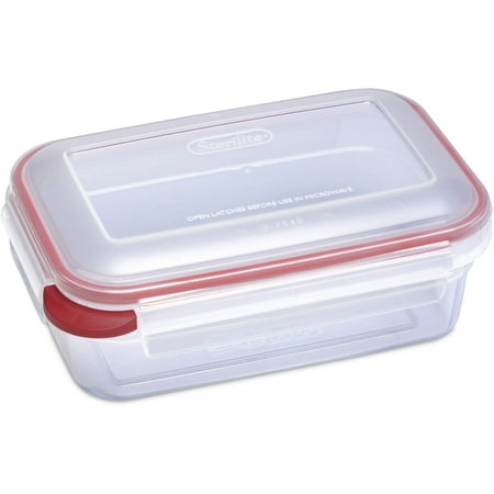 Sterilite Food Storage Container Ultra-Seal Clear Rectangular 16 Cup,  Rocket Red Trim