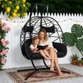thumbnail image 2 of FKS LIFE Double Egg Chair with Stand Hammock Chair Cushion Outdoor Patio Wicker Loveseat Hanging Egg Chairs for 2 Persons, 2 of 8
