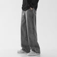 thumbnail image 6 of Baggy Jeans for Men Stylish Elastic Waist Drawstring Wide Leg Jeans Outdoor Lightweight Comfy Casual Jeans Streetwear Gray 4XL, 6 of 8