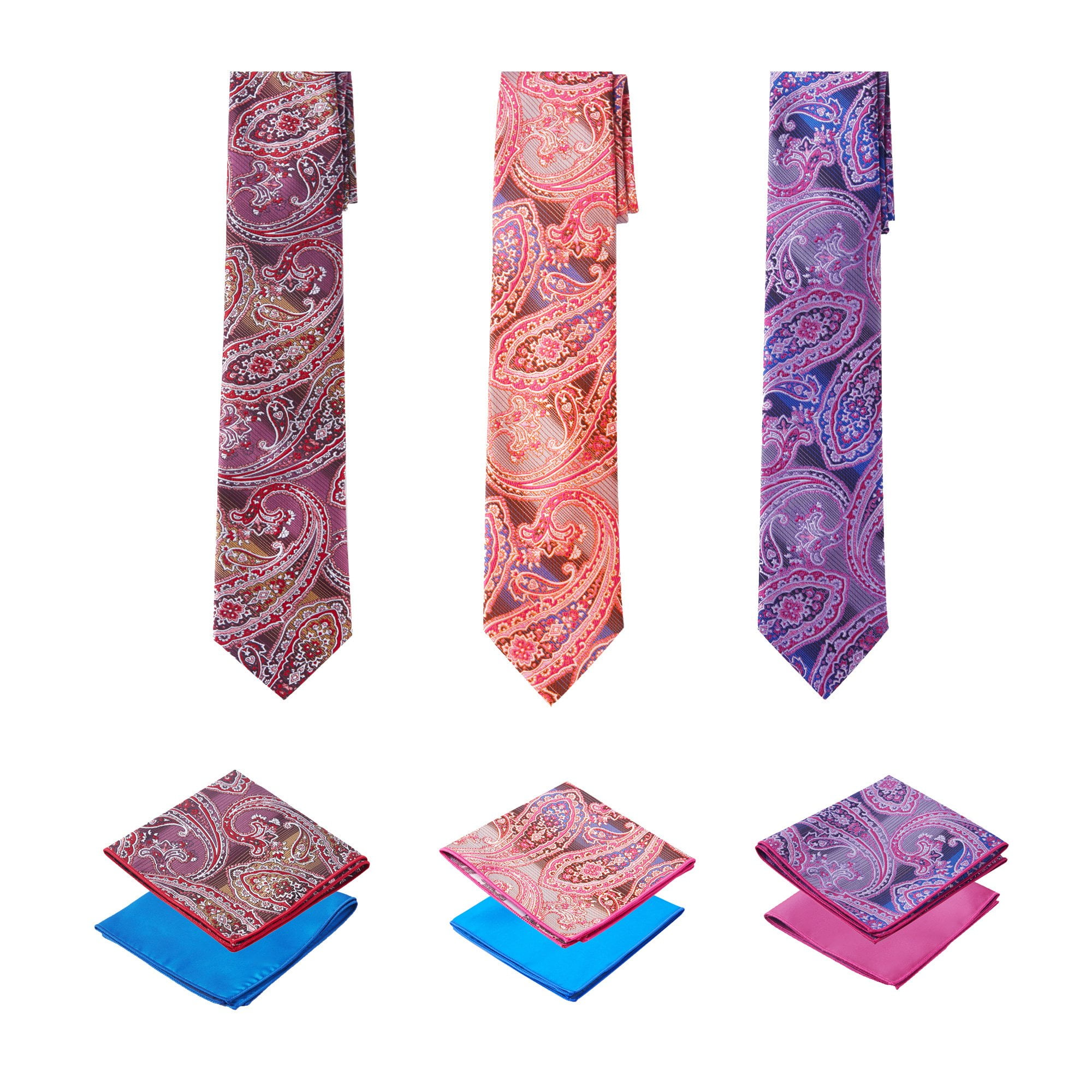 Men Satin Plain Skinny Wide Tie Necktie Set Pocket Square Handkerchief Ties Lot 