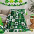 thumbnail image 3 of Green Buffalo Plaid Throw Blankets, St. Patrick''s Day Clover Gnomes Luxury Flannel Fleece Comfort Bed Blanket Irish Festival Theme Cozy Warm Fleece Cover for Sofa Couch Chair 50x60In, 3 of 6