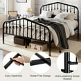 thumbnail image 5 of Amolife Queen Size Metal Platform Bed Frame with Victorian Vintage Headboard & Footboard, Black, 5 of 9