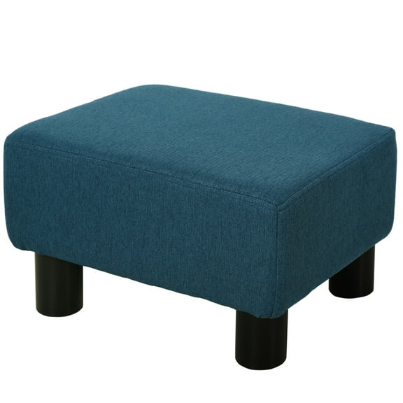 Cube Ottoman Footrest & Extra Seat Linen Upholstery, Modern Style Living Room, Bedroom & Entryway