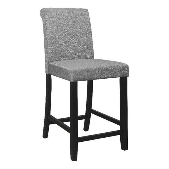 Rina 24 Inch Counter Height Chair- Gray Fabric- Black Wood- Set of 2