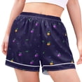 thumbnail image 2 of Women's Satin Pajama Shorts Advanced Fruit Pattern with Pockets, Elastic Waist Sleep Lounge Shorts, 2 of 7