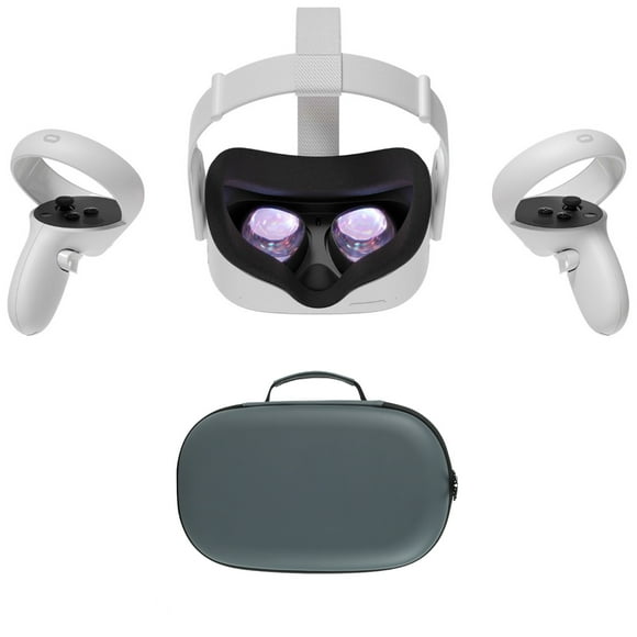 2020 Oculus Quest 2 Casque VR Tout-en-un, Contrôleurs Tactiles, 64GB SSD, 1832x1920 jusqu'à 90 Hz Taux de Rafraîchissement LCD, Compatible avec Lunettes, Audio 3D, Étui de Transport Mytrix