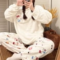 thumbnail image 4 of Sanrio Anime Cinnamoroll Clothes Kawaii Kuromi My Melody Flannel Pullover Coral Velvet Winter Thick Casual Loose Girl Gifts, 4 of 4
