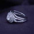 thumbnail image 3 of AFFY 1CT Moissanite Diamond Double Halo Split Shank Wedding Bridal Ring Set in 14K White Gold over Silver-9, 3 of 7