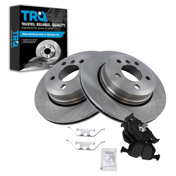 TRQ Rear Brake Pad & Rotor Kit Brake Pads Brake Rotor Semi-Metallic Fits Select 2004-2010 BMW X3