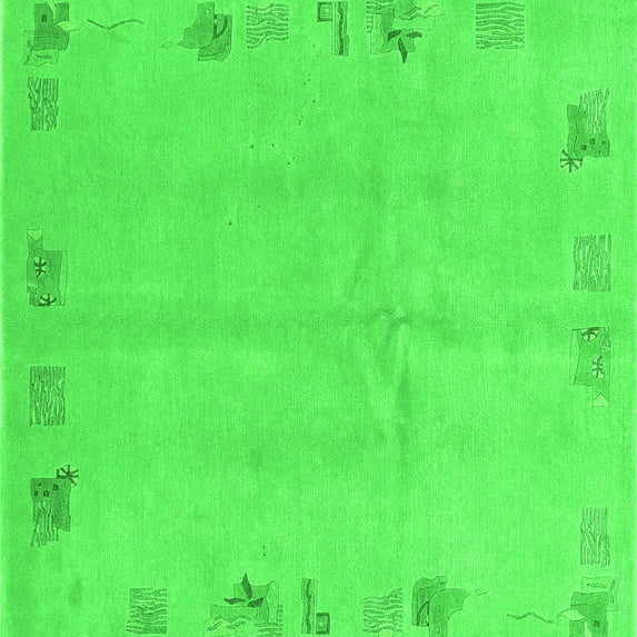 Ahgly Company Indoor Square Abstract Green Modern Area Rugs, 3' Square